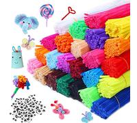 1300 limpiadores de tuberías con ojos esponjosos, 1000 limpiadores de tuberías con 300 ojos esponjosos para manualidades y arte de bricolaje alrededor de 10 colores tallos de chenilla