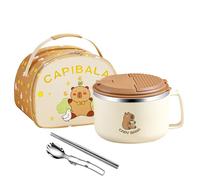 1300ML Noodle Salad Bowl - Capybara Dinnerware Set, Spoon Included Container, Large Capacity Serving | Soup Cereal Presentation, Food Photography Prop, Home Office Dorm Dining, Cooking Enthusiast Gift