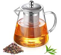 1300ML Tetera De Cristal De Acero Inoxidable, Tetera De Vidrio Con Colador, Jarra De Té De Vidrio De Borosilicato, Resistente Al Calor Y Al Microondas, Para Té Negro, Té Verde Y Té
