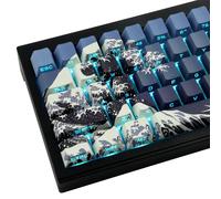 131 PBT Blue Ukiyo-e Keycaps - Dye-Sublimation Cherry Profile Shine Through Side Engraved Transparent for Cherry Gateron MX Switches Mechanical Keyboard