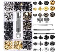 132 Piezas Snap Metal, Remaches Cuero, Botones PresióN Metal, Corchetes PresióN MetáLicos, Con Kit De Herramienta De FijacióN, Para ArtesaníA De Cuero ReparacióN De DecoracióN, 6 Color, 12.5 mm