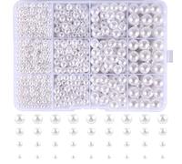 1320 Perlas Redondas Blancas, Perlas de Imitación con Agujeros, Perlas de Plástico, Perla Decoración para Hacer Joyas Manualidades, Bisutería y Bricolaje - 4 6 8 10mm