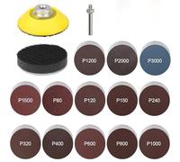 133 Piezas Discos de Lijado, Papel De Lija 50 mm Grano 80 120 150 320 400 600 1000 1500 2000 3000, accesorio de lijado para taladro atornillador inalámbrico para metal, madera y coche