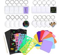 135 Pcs Llaveros de Fotos de Acrilico, Llavero en Blanco, Transparente Insertar Fotos Llaveros, plástico Fotos Personalizadas Llavero, Scratch Art Papel Llaveros de Fotos en Blanco Manualidades
