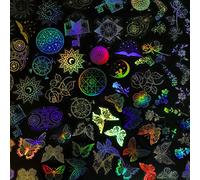 135 Pegatinas Holográficas para Resina, Kalolary Pegatina Resina Brillante Manualidades Adhesivos Arcoíris Mágicos Mariposas Flores Calcomanías Láser Colorida para Bricolaje Álbumes Recortes Portátile