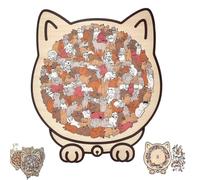135-Piece Cat Shaped Wooden Jigsaw Puzzle, 135-Piece Colored Cat Shaped Wooden Jigsaw Puzzle, Unique Animal Shape Woodens for Cats Lovers, Home Decor (#B)
