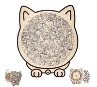 135-Piece Cat Shaped Wooden Jigsaw Puzzle, 135-Piece Colored Cat Shaped Wooden Jigsaw Puzzle, Unique Animal Shape Woodens for Cats Lovers, Home Decor (#D)