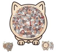 135-Piece Cat Shaped Wooden Jigsaw Puzzle, 135-Piece Colored Cat Shaped Wooden Jigsaw Puzzle, Unique Animal Shape Woodens for Cats Lovers, Home Decor (#A)