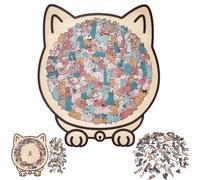 135-Piece Cat Shaped Wooden Jigsaw Puzzle, Detailed Cat-Themed Pieces, Creative Puzzles Gifts for Animal Lovers, Home Decor (A)