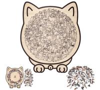135-Piece Cat Shaped Wooden Jigsaw Puzzle, Detailed Cat-Themed Pieces, Creative Puzzles Gifts for Animal Lovers, Home Decor (D)