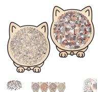 135-Piece Cat Shaped Wooden Jigsaw Puzzle, Playful Poses Cats Shaped’s Outlines, Cats Shaped Wooden Puzzle, Unique Animal Shape Wood Puzzles (F)