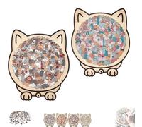 135-Piece Cat Shaped Wooden Jigsaw Puzzle, Playful Poses Cats Shaped’s Outlines, Cats Shaped Wooden Puzzle, Unique Animal Shape Wood Puzzles (D)