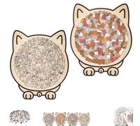 135-Piece Cat Shaped Wooden Jigsaw Puzzle, Playful Poses Cats Shaped’s Outlines, Cats Shaped Wooden Puzzle, Unique Animal Shape Wood Puzzles (B)