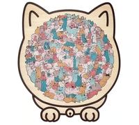 135-Piece Cat Shaped Wooden Jigsaw Puzzle，Wooden Cat Shaped Puzzle for Adults, Creative Gifts for Cats Lovers，Home Decor & Gift，Cute Animal Decorative. (Blue)