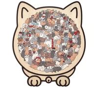 135-Piece Cat Shaped Wooden Jigsaw Puzzle，Wooden Cat Shaped Puzzle for Adults, Creative Gifts for Cats Lovers，Home Decor & Gift，Cute Animal Decorative. (Yellow)