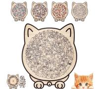 135-Piece Colored Cat Shaped Wooden Jigsaw Puzzle, Cat Wooden Puzzle, Detailed Cat-Themed Pieces, Cute Home Table Bookshelf Decor (B)