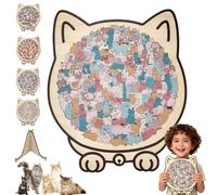 135-Piece Colored Cat Shaped Wooden Jigsaw Puzzle for Adults,Unique Animal Shape Wood Puzzle with Frame,Cute Decorative Cat Puzzle Gift for Cat Lovers & Home Decor (1pcs-c)