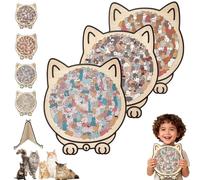 135-Piece Colored Cat Shaped Wooden Jigsaw Puzzle for Adults,Unique Animal Shape Wood Puzzle with Frame,Cute Decorative Cat Puzzle Gift for Cat Lovers & Home Decor (3PCS-B)