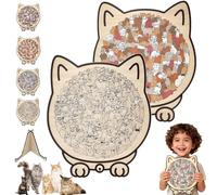 135-Piece Colored Cat Shaped Wooden Jigsaw Puzzle for Adults,Unique Animal Shape Wood Puzzle with Frame,Cute Decorative Cat Puzzle Gift for Cat Lovers & Home Decor (2PCS-D)