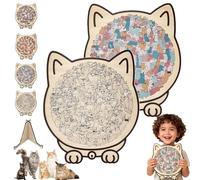 135-Piece Colored Cat Shaped Wooden Jigsaw Puzzle for Adults,Unique Animal Shape Wood Puzzle with Frame,Cute Decorative Cat Puzzle Gift for Cat Lovers & Home Decor (2PCS-C)
