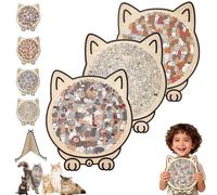 135-Piece Colored Cat Shaped Wooden Jigsaw Puzzle for Adults,Unique Animal Shape Wood Puzzle with Frame,Cute Decorative Cat Puzzle Gift for Cat Lovers & Home Decor (3PCS-A)