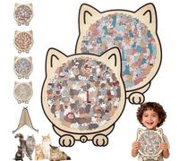 135-Piece Colored Cat Shaped Wooden Jigsaw Puzzle for Adults,Unique Animal Shape Wood Puzzle with Frame,Cute Decorative Cat Puzzle Gift for Cat Lovers & Home Decor (2PCS-B)