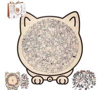 135-Piece Colored Cat Shaped Wooden Jigsaw Puzzle,Framed by Adorable Cats Outlines,Unique Animal Shape Wood Puzzle,Creative Gifts For Cats Lovers,Home Decor (#C, One-Size)