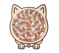 135-Piece Colored Cat Shaped Wooden Jigsaw Puzzle - Madera | Cat Shaped Wooden Jigsaw | Framed by Adorable Cats Outline Puzzles, Creative Puzzle for Çat Lovers, Home