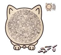135-Piece Colored Cat Shaped Wooden Jigsaw Puzzle, New Cat Shaped Puzzle Pieces Game, Challenging Irregular Jigsaw with Frame, Thinking Toys and Home Decor for Pet Lovers (A#)