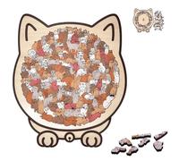 135-Piece Colored Cat Shaped Wooden Jigsaw Puzzle, New Cat Shaped Puzzle Pieces Game, Challenging Irregular Jigsaw with Frame, Thinking Toys and Home Decor for Pet Lovers (D#)
