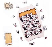 135-Piece Colored Cat Shaped Wooden Jigsaw Puzzle, New Cat Shaped Puzzle Pieces Game, Challenging Irregular Jigsaw with Frame, Thinking Toys and Home Decor for Pet Lovers (E#)