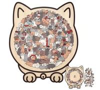 135-Piece Morandi Cat Shaped Wooden Jigsaw Puzzle, Unique Cat Shaped Puzzle Outline (#2)
