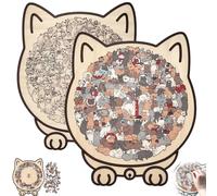 135-Piece Morandi Cat Shaped Wooden Jigsaw Puzzle with Cat Shaped Puzzle Pieces and Cat Outline Frame, a Challenging Irregular Jigsaw for Adults, Perfect for Home Decor or as a Gift (Mixed#4)