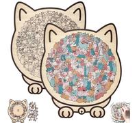 135-Piece Morandi Cat Shaped Wooden Jigsaw Puzzle with Cat Shaped Puzzle Pieces and Cat Outline Frame, a Challenging Irregular Jigsaw for Adults, Perfect for Home Decor or as a Gift (Mixed#3)