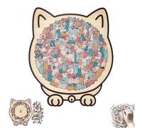 135-Piece Morandi Cat Shaped Wooden Jigsaw Puzzle with Cat Shaped Puzzle Pieces and Cat Outline Frame, a Challenging Irregular Jigsaw for Adults, Perfect for Home Decor or as a Gift (#4)