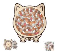 135-Piece Morandi Cat Shaped Wooden Jigsaw Puzzle with Cat Shaped Puzzle Pieces and Cat Outline Frame, a Challenging Irregular Jigsaw for Adults, Perfect for Home Decor or as a Gift (#3)