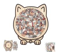 135-Piece Morandi Cat Shaped Wooden Jigsaw Puzzle with Cat Shaped Puzzle Pieces and Cat Outline Frame, a Challenging Irregular Jigsaw for Adults, Perfect for Home Decor or as a Gift (#2)