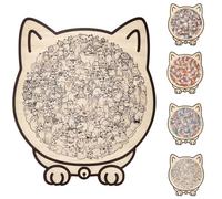 135-Piece Morandi-Colored Cat Shaped Wooden Jigsaw Puzzle, Cat Shaped Jigsaw Puzzles Unique Irregular Animal Pieces Creative Puzzles for Cats Lovers or Puzzle Fans (D Color)