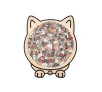 135-Piece Morandi-Colored Cat Shaped Wooden Jigsaw Puzzle, Gifts for Cats Lovers or Puzzle Fans, Home Decor (Morandi)