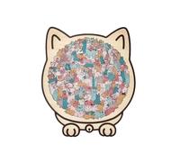 135-Piece Morandi-Colored Cat Shaped Wooden Jigsaw Puzzle, Gifts for Cats Lovers or Puzzle Fans, Home Decor (Macaron)