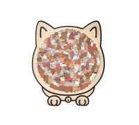 135-Piece Morandi-Colored Cat Shaped Wooden Jigsaw Puzzle, Gifts for Cats Lovers or Puzzle Fans, Home Decor (Maillard)