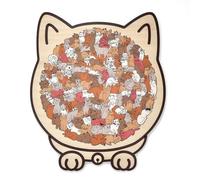 135-Piece Morandi-Colored Cat Shaped Wooden Jigsaw Puzzle (Macaron Color)