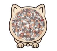 135-Piece Morandi-Colored Cat Shaped Wooden Jigsaw Puzzle (Morandi Color)