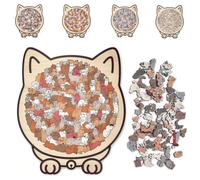 135-Piece Morandi-Colored Cat Shaped Wooden Jigsaw Puzzle, Unique Cat-Shaped Frame & Artistic Appearance, Family Collectible Wooden Craftsmanship Difficult Puzzles for Stress Relief(#B)
