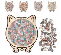 135-Piece Morandi-Colored Cat Shaped Wooden Jigsaw Puzzle, Unique Cat-Shaped Frame & Artistic Appearance, Family Collectible Wooden Craftsmanship Difficult Puzzles for Stress Relief(#C)