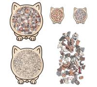 135-Piece Morandi-Colored Cat Shaped Wooden Jigsaw Puzzle, Unique Cat-Shaped Frame & Artistic Appearance, Family Collectible Wooden Craftsmanship Difficult Puzzles for Stress Relief(A+D)