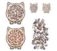 135-Piece Morandi-Colored Cat Shaped Wooden Jigsaw Puzzle, Unique Cat-Shaped Frame & Artistic Appearance, Family Collectible Wooden Craftsmanship Difficult Puzzles for Stress Relief(A+B)