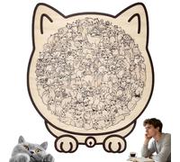 135-Piece Morandi-Colored Cat Shaped Wooden Jigsaw Puzzle, Unique Irregular Animal Wooden Cat Puzzles Decor for Challenging Puzzle Fans (Wood)