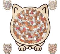 135-Piece Morandi-Colored Cat Shaped Wooden Jigsaw Puzzle, Wood Cat Puzzle Gift, Decorative Cats Shaped Wooden Puzzles for Home Decor (DD)