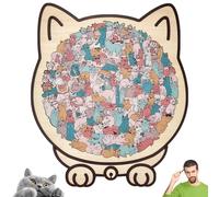 135-Piece Morandis-Colored Cat Shaped Wooden Jigsaw Puzzles, Unique Cute Animal Cat-Shaped Puzzle Decor, Wooden Cat-Puzzles for Challenging Puzzle Fans (Macaron)